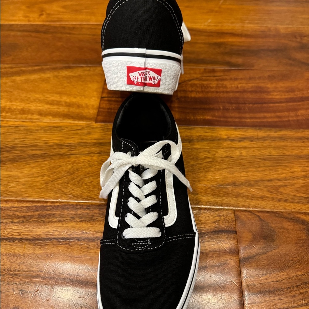 Black and White Vans Old Skool Sneakers - Picture 3 of 4